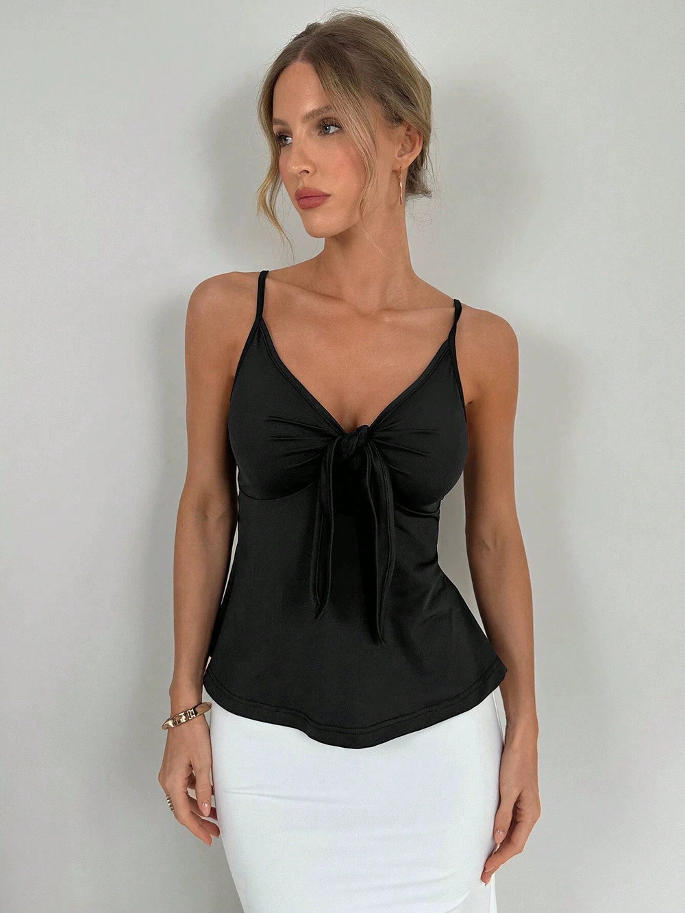 ZARA Summer Sexy Strappy Camisole Tie Front Slim Fit Top